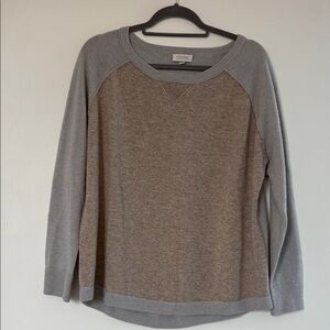 Kinross Cashmere Women Cozy Oversized Sweatshirt Heather Tan/Light Gray M EUC